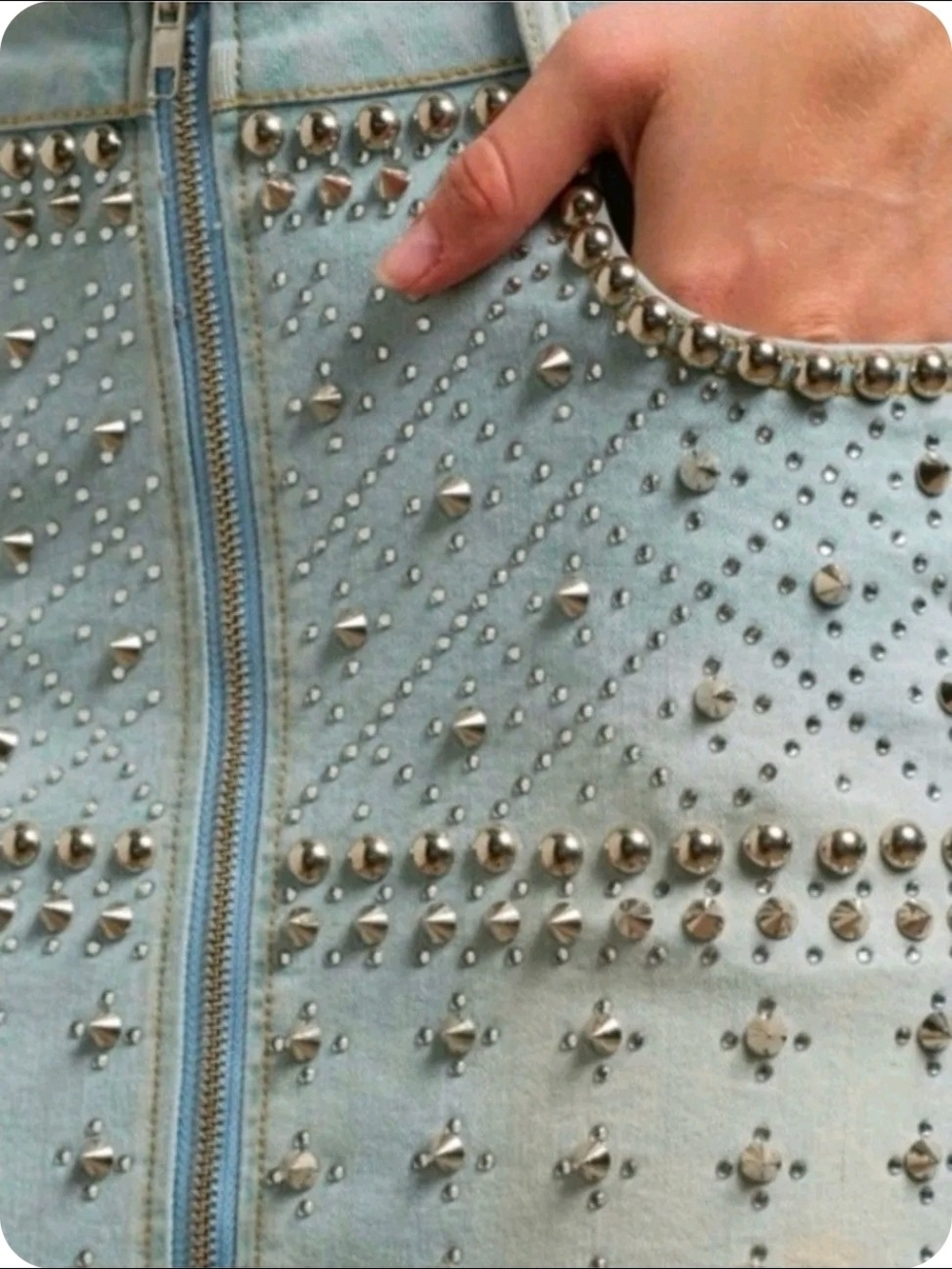 Kiwi Brand Embellished Stretch Denim Mini Skirt